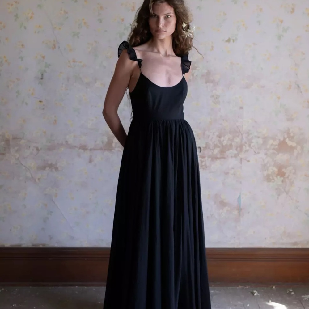 Selkie Caviar Penny Lane Black Maxi Sundress Sleeveless Scoop Neck NWOT - Picture 1 of 13